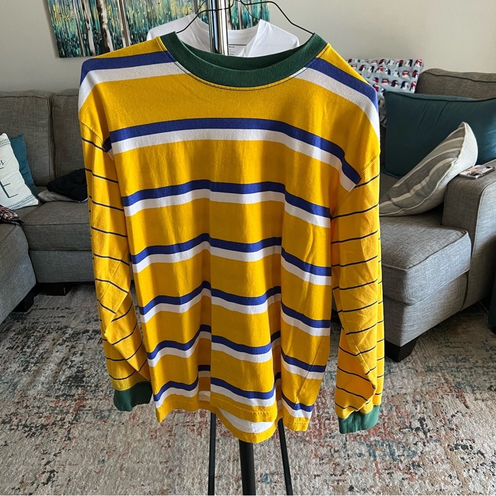 Urban outfitters striped t shirt, yellow blue and green